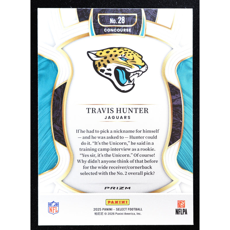 2025 Panini Select Travis Hunter RC #28 Red Blue Shock Prizm – Near Mint