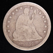 1877 Seated Liberty Quarter 90 Percent Silver Coin Obverse