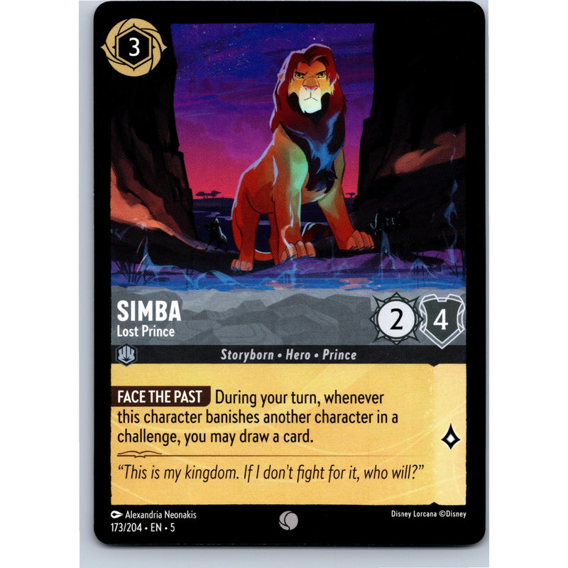 Disney Lorcana Simba - Lost Prince 173/204 SS Common Nonfoil NM