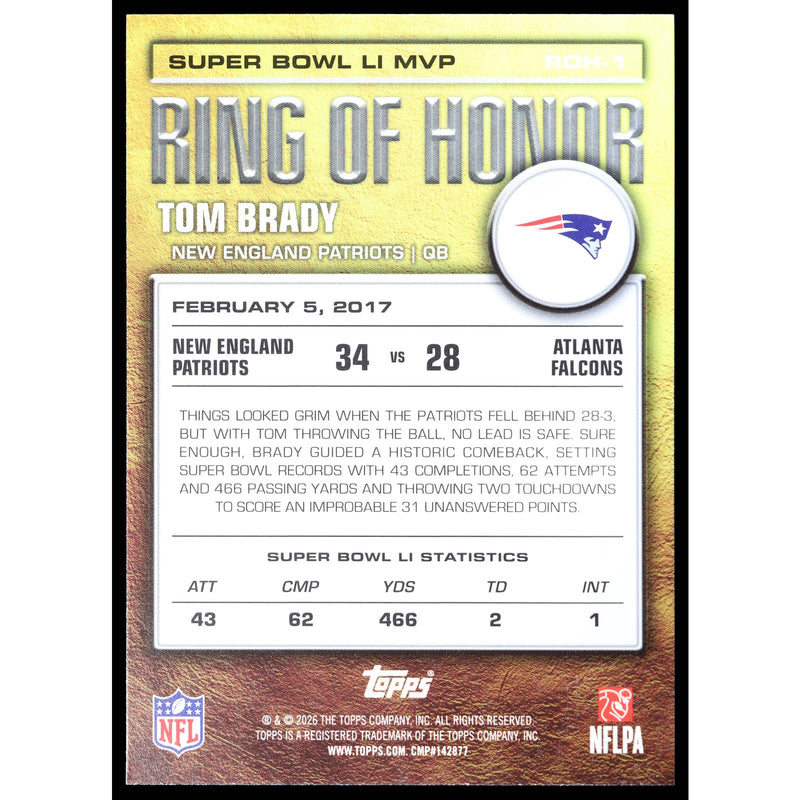 2026 Topps Flagship Tom Brady Ring of Honor ROH-1 — Near Mint