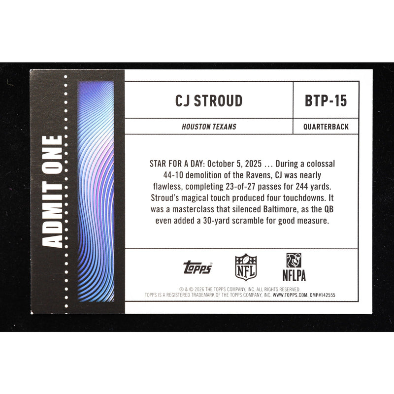 2026 Topps Flagship CJ Stroud Big Ticket Player BTP-15 — Near Mint