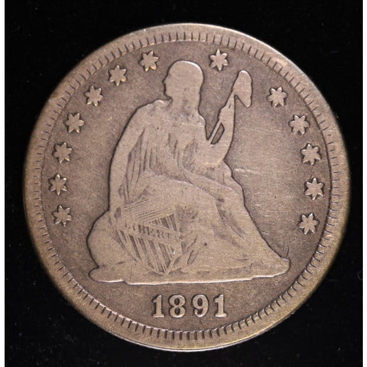 1891 S Seated Liberty Quarter Better Date Silver Coin Obverse