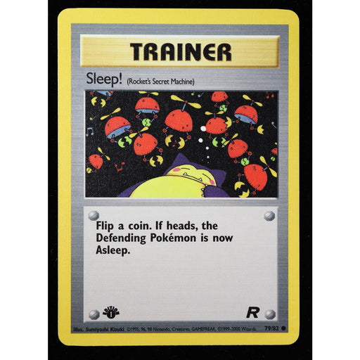 Pokemon Sleep! 79/82 1st Edition Team Rocket Trainer WOTC NM Vintage front