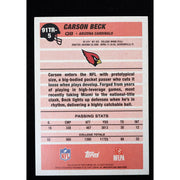 2026 Topps Flagship Carson Beck RC 1991 Topps 91TR-5 Crackle Foil back