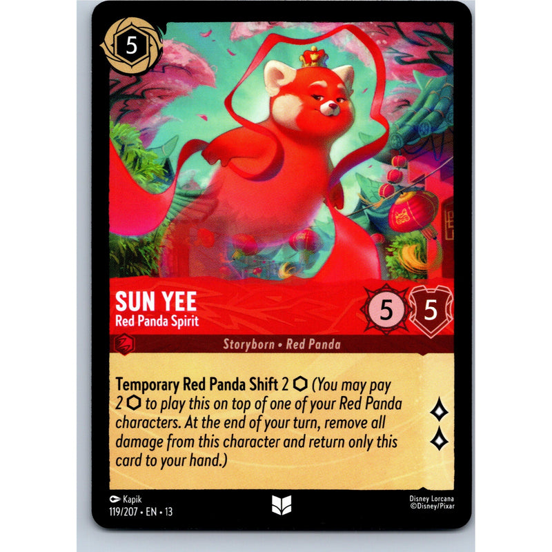 Disney Lorcana Sun Yee - Red Panda Spirit 119/207 AOTV Uncommon Nonfoil NM