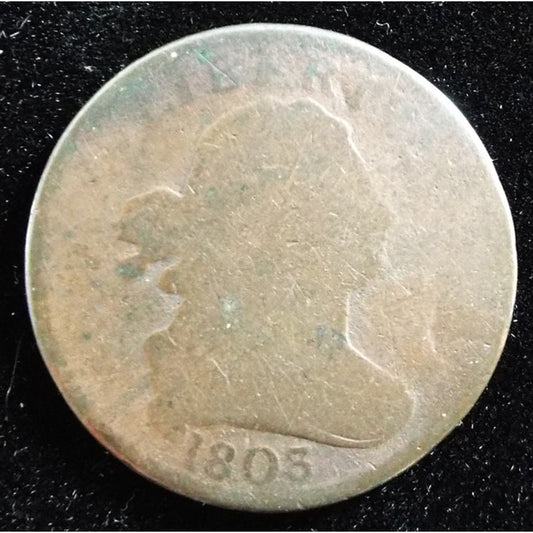 1803 Draped Bust Large Cent obverse early U.S. copper coin
