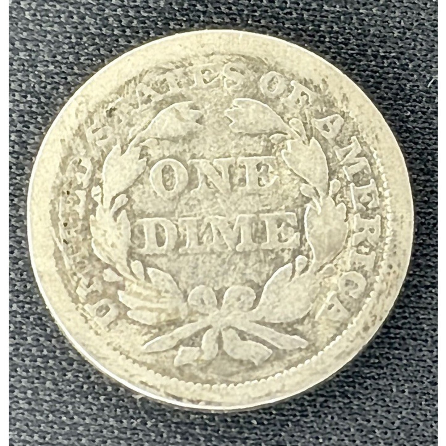 1857 Seated Liberty Dime reverse early silver 10C coin