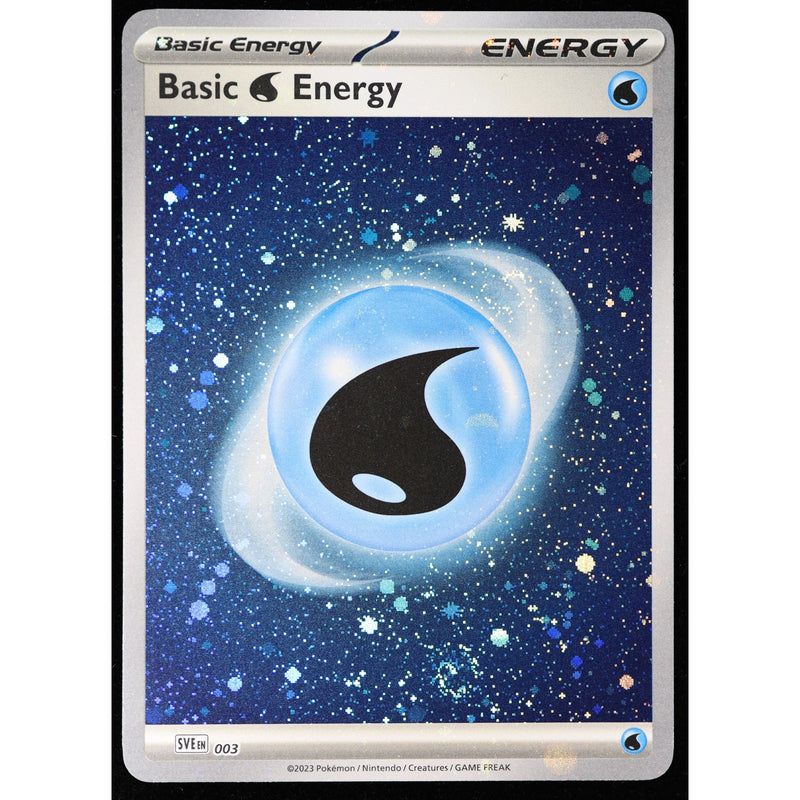 Pokemon Basic Water Energy SVE 003 Cosmos Holo Swirl