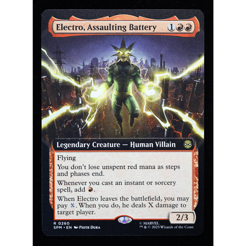 Electro, Assaulting Battery 0260 SPM extended art Magic: The Gathering card, front view, Near Mint nonfoil.