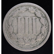 1865 Three Cent Nickel Civil War Era US Coin Reverse