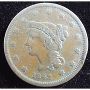 1842 Braided Hair Large Cent N-4 Small Date obverse better variety