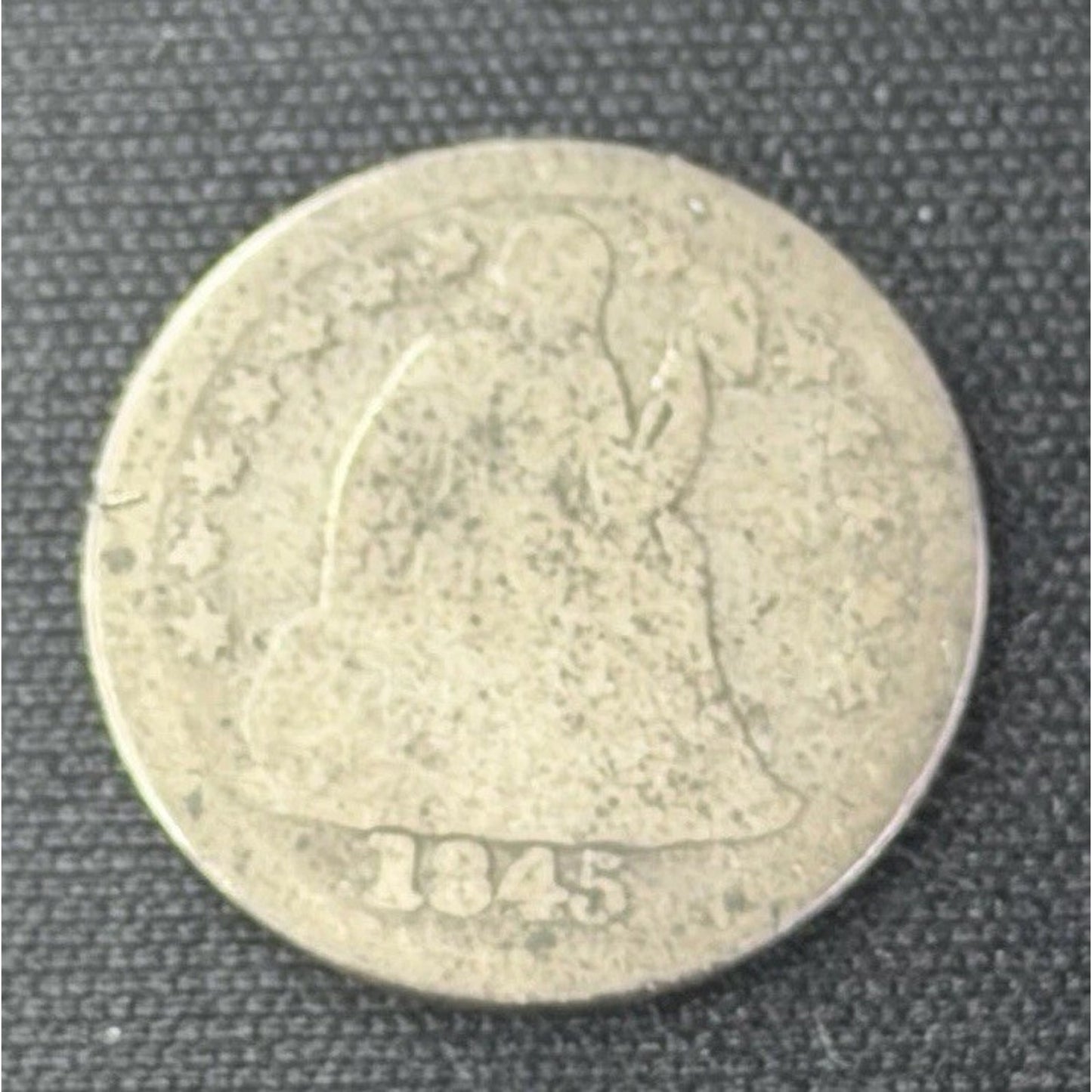 1845 P Seated Liberty Dime obverse early silver 10C coin