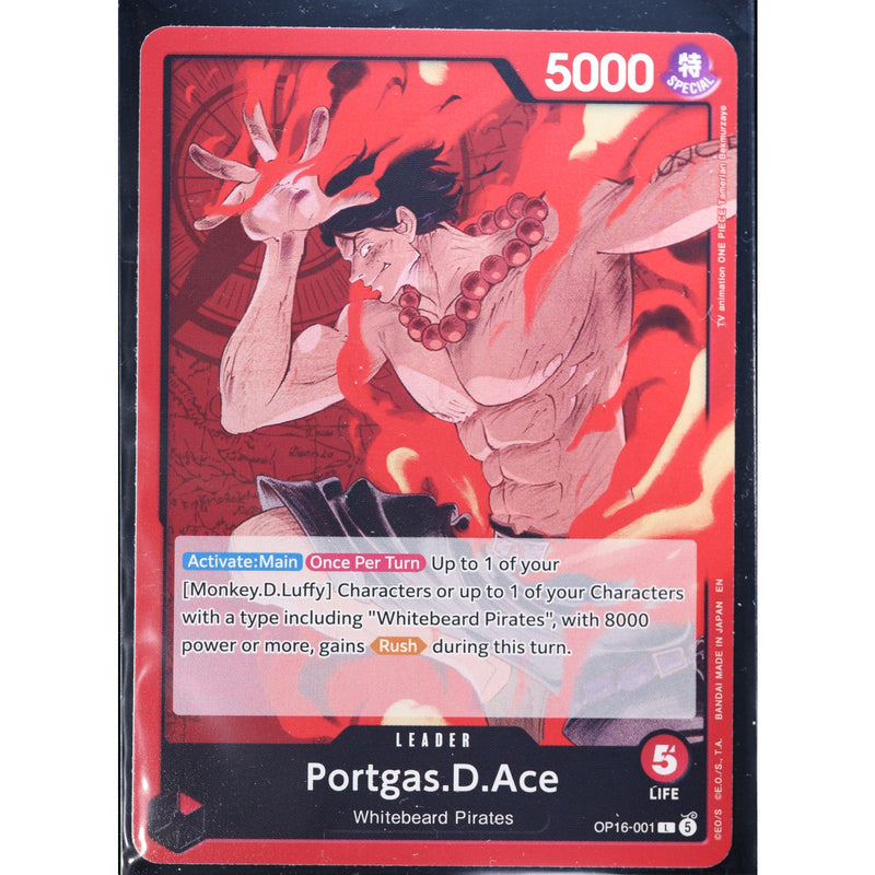 One Piece Card Game Portgas D. Ace OP16-001 Leader English NM