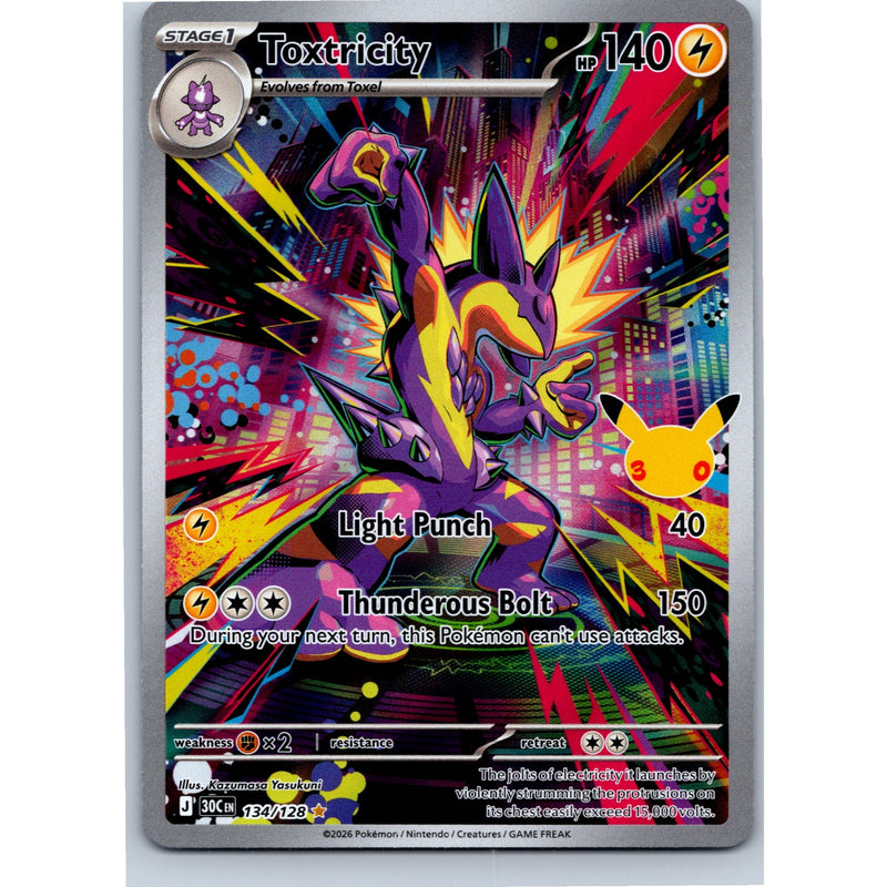 Pokemon Toxtricity 134/128 Illustration Rare 30th Celebration Holo English NM