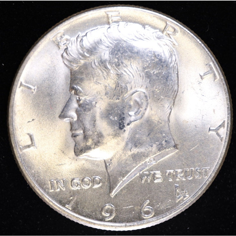 1964 Kennedy Half Dollar 90 Percent Silver BU Coin Obverse
