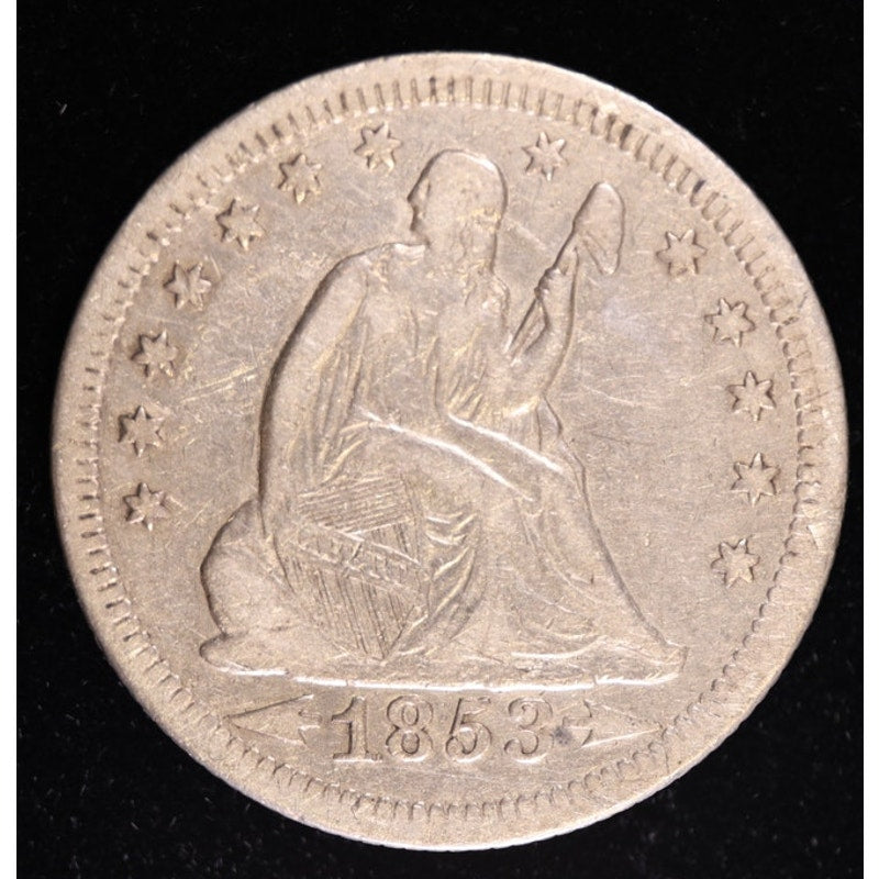 1853 Arrows Seated Liberty Quarter Obverse