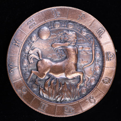 Monarch Precious Metals 1 oz .999 Fine Copper Zodiac Round | Sagittarius Obverse