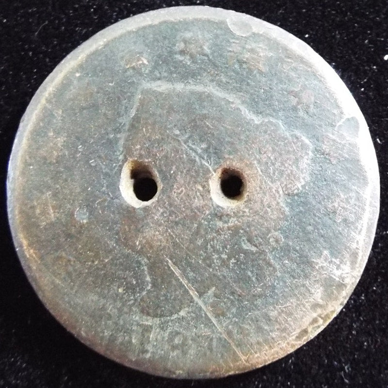 1818 Matron Head Large Cent obverse holed early U.S. copper coin