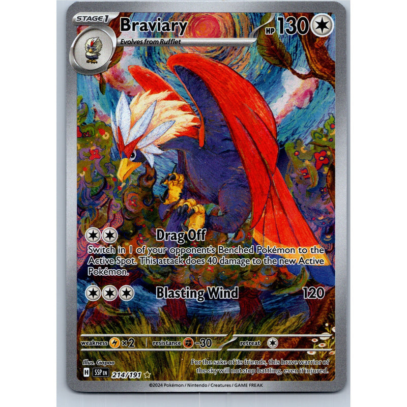 Pokemon Braviary 214/191 Surging Sparks Illustration Rare Holo English NM