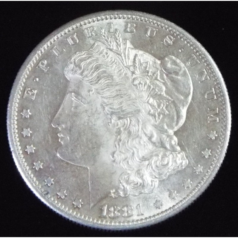 1881 S Morgan Silver Dollar obverse close view Proof Like surfaces