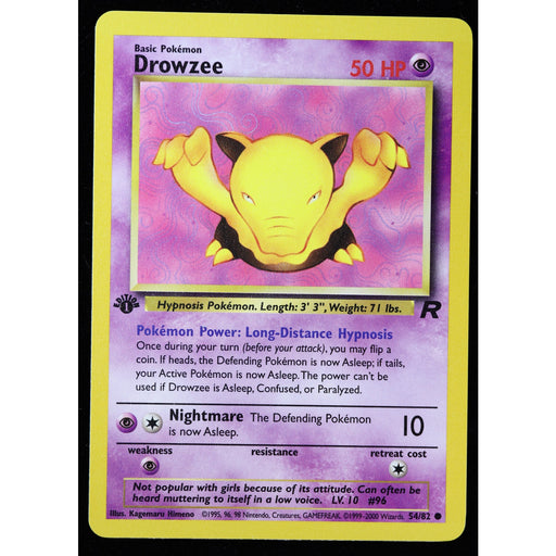 Pokémon Drowzee 54/82 1st Edition Team Rocket WOTC 2000 Near Mint front