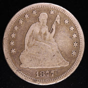 1877 S Seated Liberty Quarter Better Date Silver Coin Obverse
