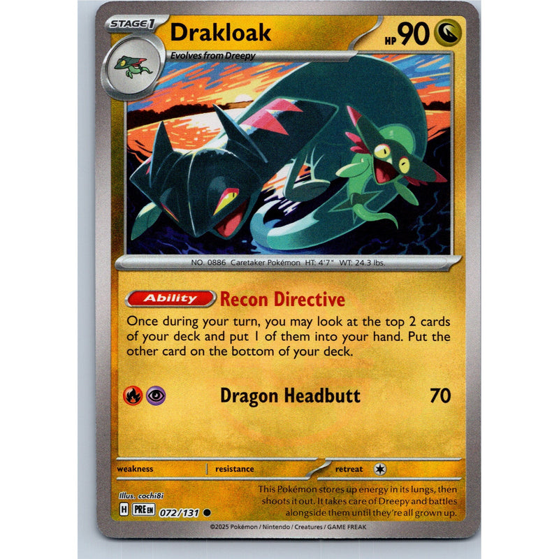 Pokemon Drakloak 072/131 Prismatic Evolutions Master Ball Reverse Holo NM