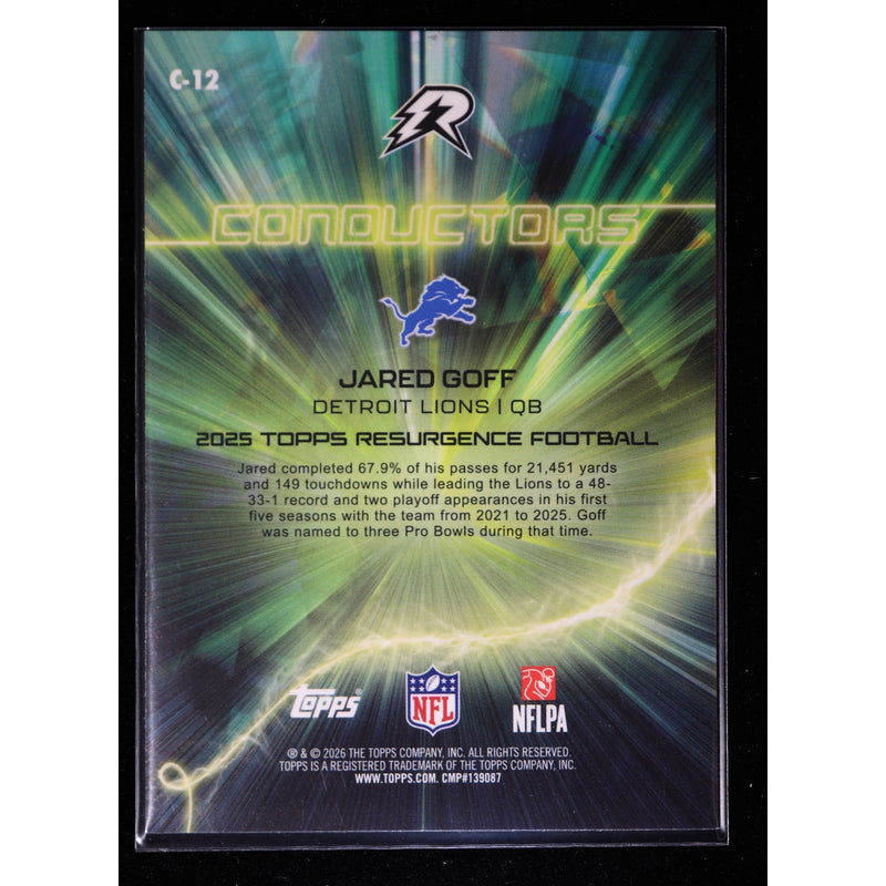 2025 Topps Resurgence Jared Goff Conductors C-12 Surge /425 099/425 — Near Mint