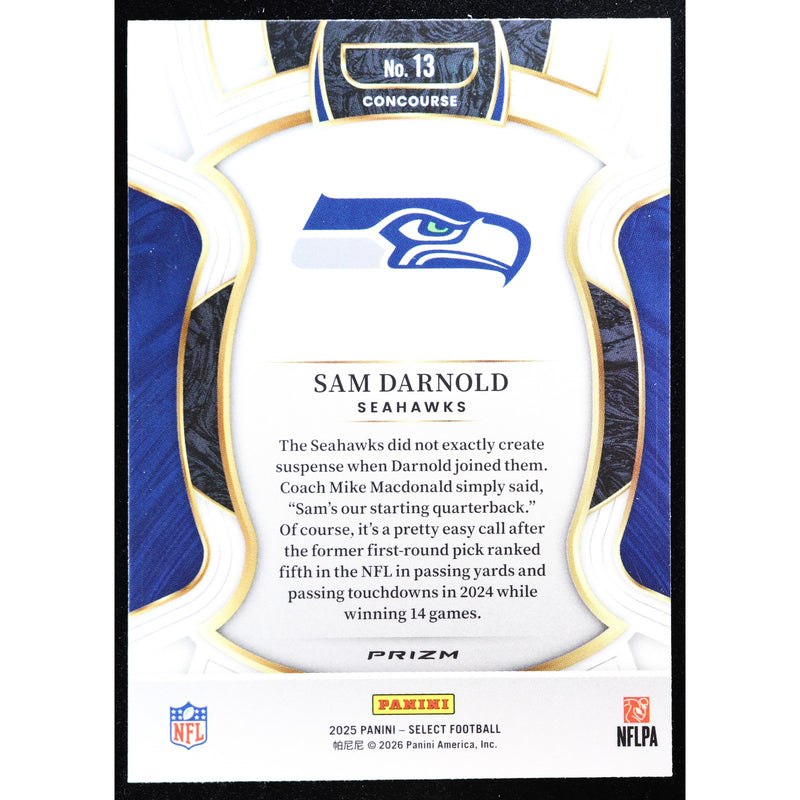 2025 Panini Select Sam Darnold #13 Red Blue Shock Prizm – Near Mint