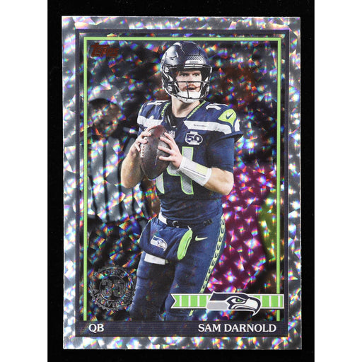 2026 Topps Flagship Sam Darnold 91TF-50 Crackle Foil Football front