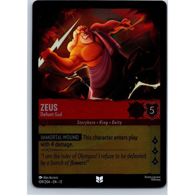Disney Lorcana Zeus - Defiant God 109/204 WU Uncommon Nonfoil NM