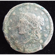 1838 Coronet Head Large Cent obverse cull early U.S. copper coin