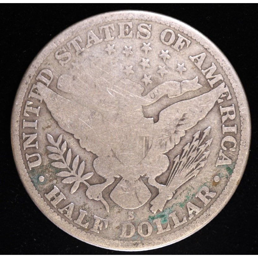 1912 S Barber Half Dollar Better Date 90 Percent Silver Coin Reverse