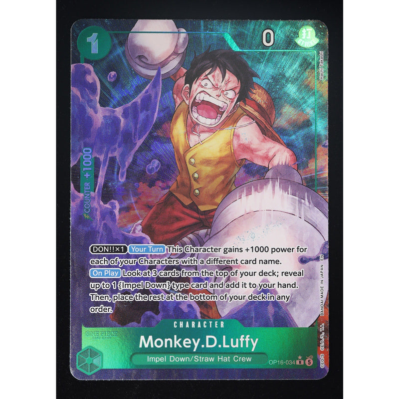 One Piece Monkey.D.Luffy OP16-034 R Alt Art Foil – Near Mint
