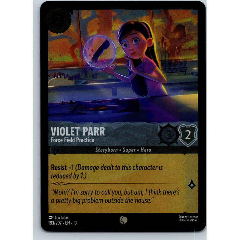 Disney Lorcana Violet Parr - Force Field Practice 183/207 AOTV Common Nonfoil NM