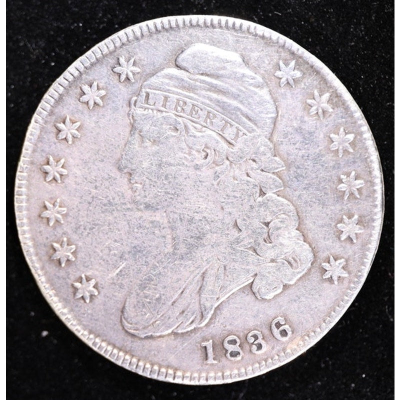 1836 Capped Bust Half Dollar Ex Belt Buckle Damaged Early Silver Coin