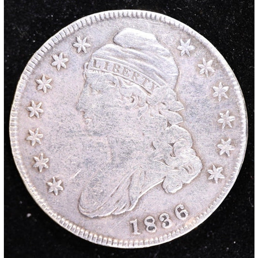 1836 Capped Bust Half Dollar Ex Belt Buckle Damaged Early Silver Coin