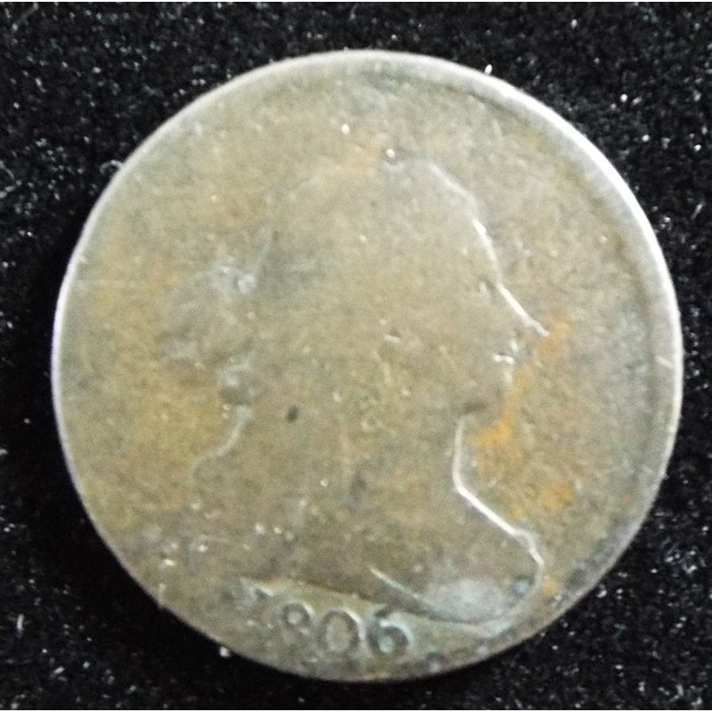 1806 Draped Bust Half Cent obverse early US copper coin
