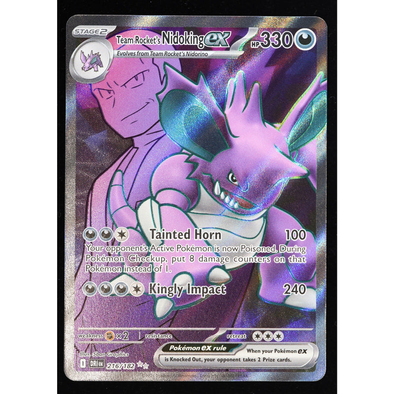 Pokemon Team Rocket's Nidoking ex 216/182 Destined Rivals SIR Holo NM