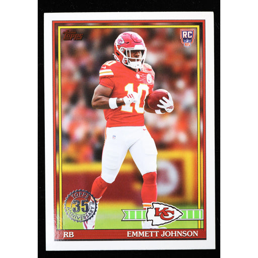 2026 Topps Flagship Emmett Johnson RC 1991 Topps 91TR-13 Football front