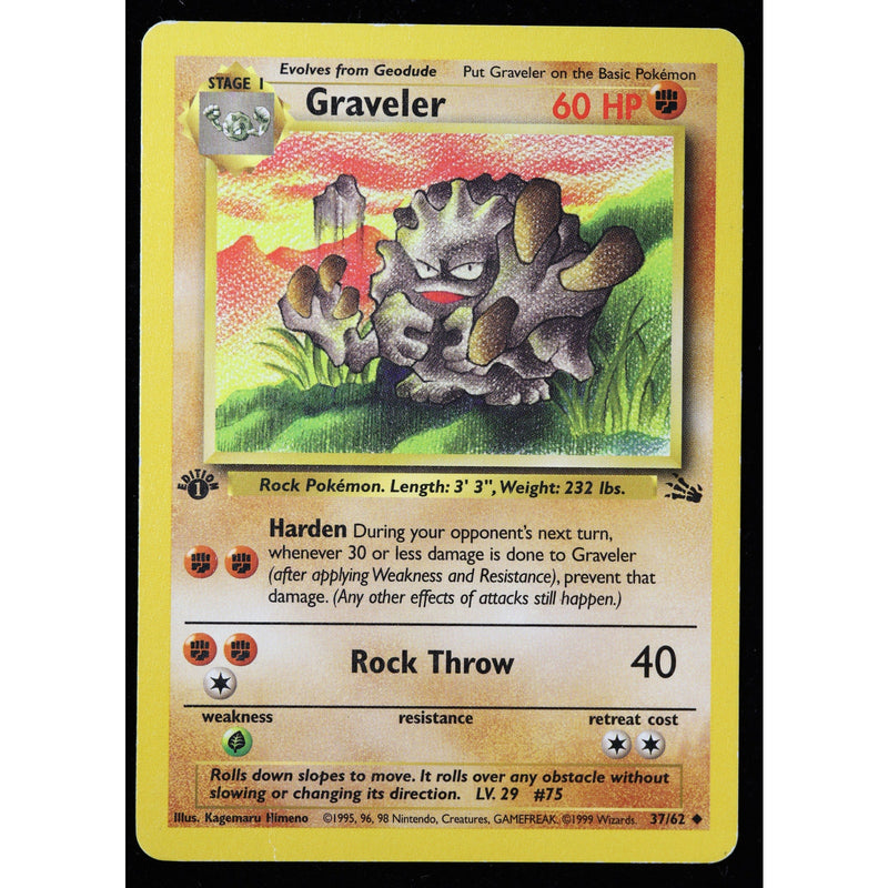Graveler 37/62 Fossil 1st Edition 1999 Pokemon WOTC Vintage MP