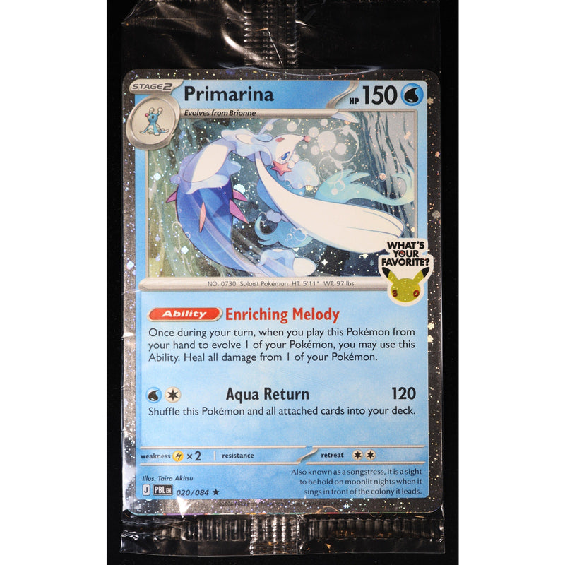Pokemon Primarina 020/084 30th Anniversary Barnes & Noble Sealed Promo NM