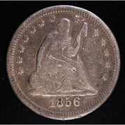 1856 Seated Liberty Quarter Silver Coin Obverse