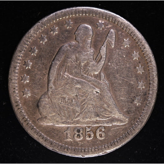 1856 Seated Liberty Quarter Silver Coin Obverse