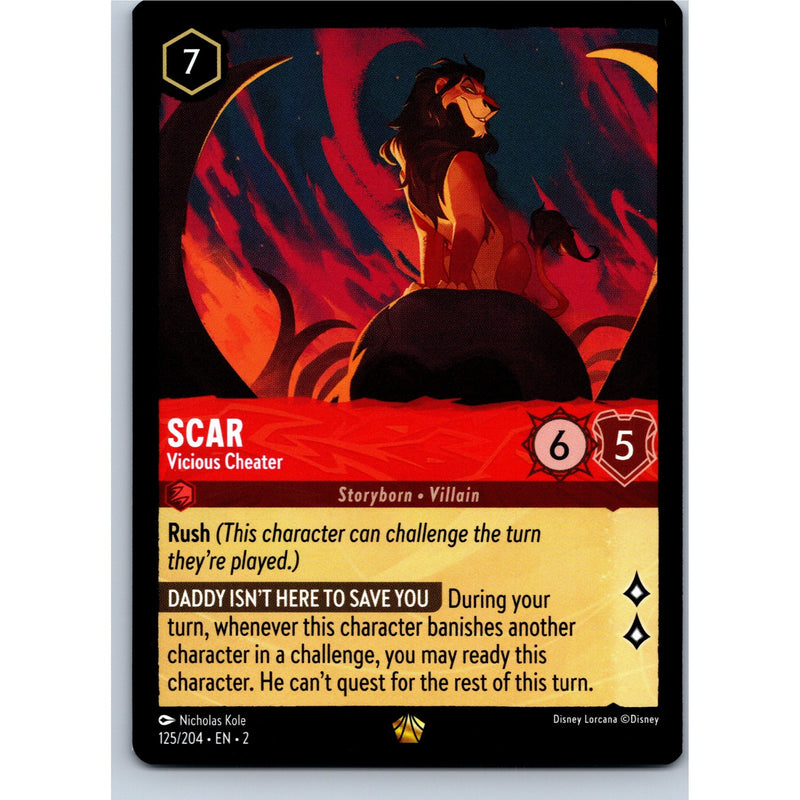 Disney Lorcana Scar - Vicious Cheater 125/204 ROTF Legendary Nonfoil NM