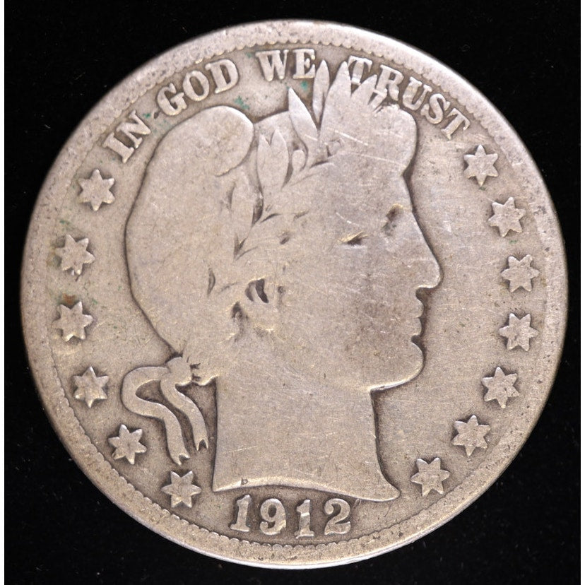 1912 S Barber Half Dollar Better Date 90 Percent Silver Coin Obverse