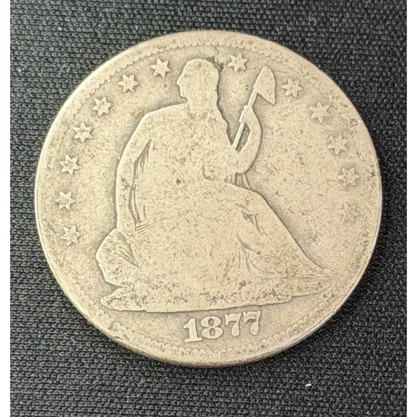 1877 CC Seated Liberty Half Dollar obverse Carson City silver coin