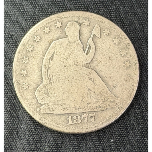1877 CC Seated Liberty Half Dollar obverse Carson City silver coin