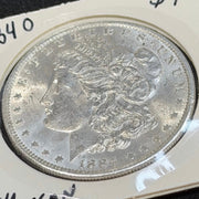 1884 O Morgan Silver Dollar obverse close view strong luster