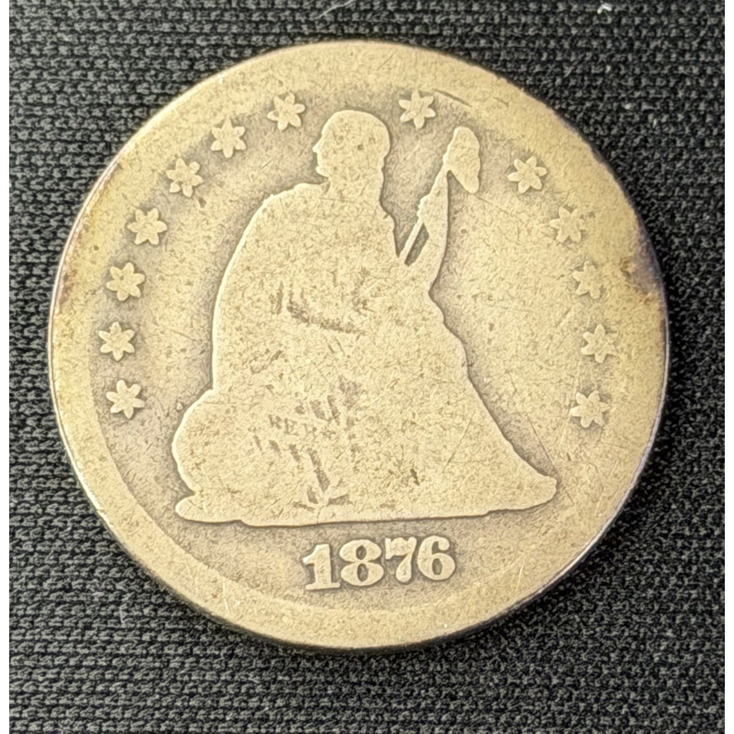 1876 S Seated Liberty Quarter obverse early silver 25C coin